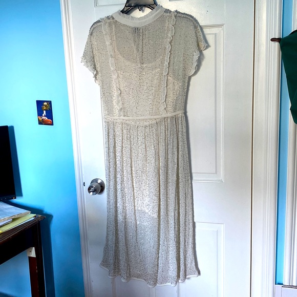 TOPSHOP PREMIUM WHITE CHIFFON EMBELLISHED SHIRT DRESS - Picture 12 of 13